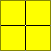 Quadrado dividido em quatro quadrados iguais.
