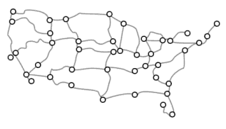 Rede das auto-estradas interestaduais dos Estados Unidos (bem modelado por um grafo com uma distribuio de grau homognea).